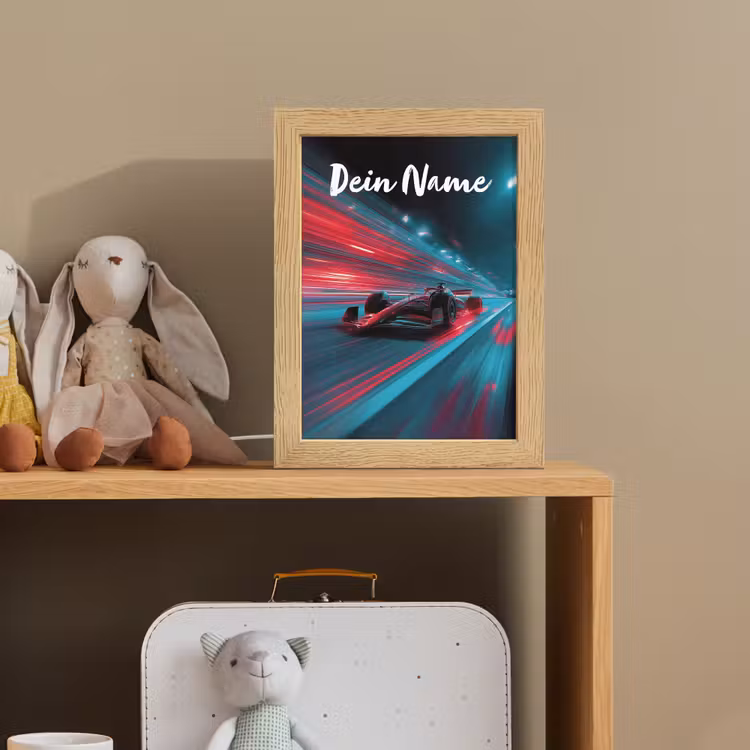 Formule 1 - Raceauto - Rood - Neonverlichting Light Box met kabel (Kinderlampje) klein -sfeer2_kind
