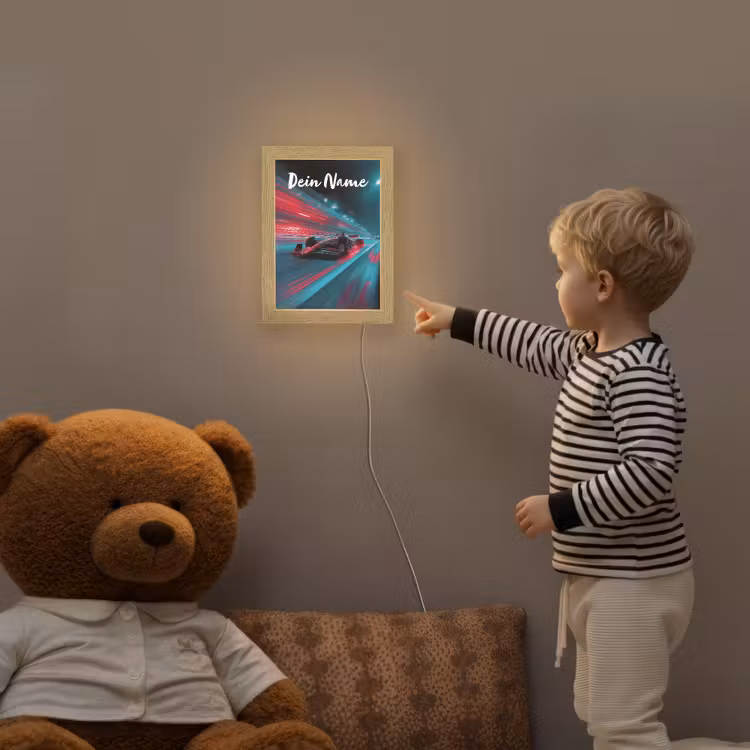 Formule 1 - Raceauto - Rood - Neonverlichting Light Box met kabel (Kinderlampje) klein -sfeer4a_kind