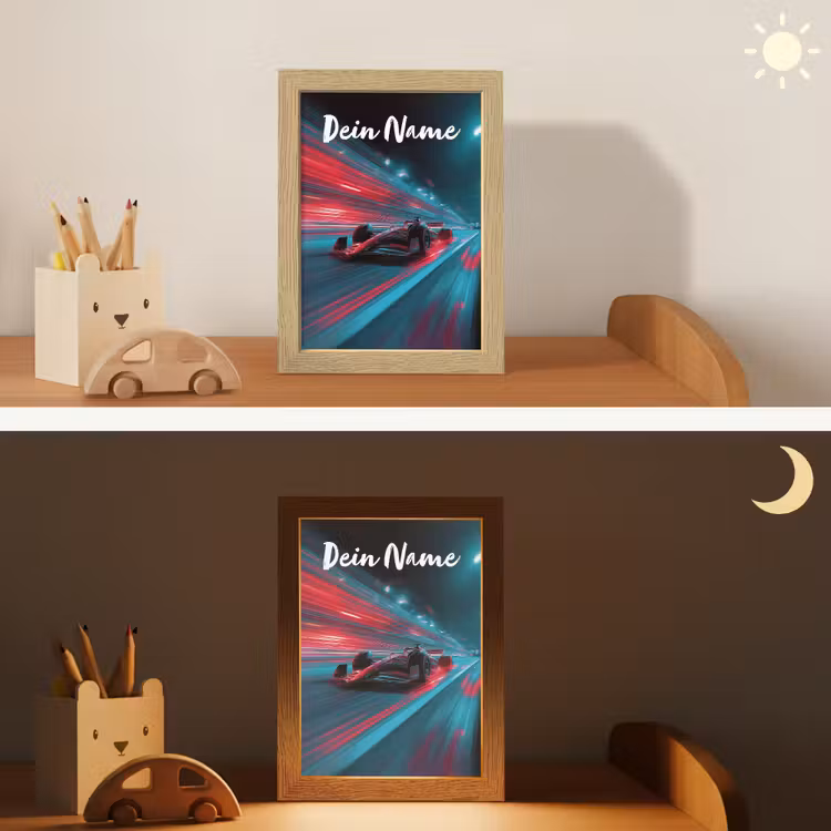 Formule 1 - Raceauto - Rood - Neonverlichting Light Box met kabel (Kinderlampje) klein -sfeer3_kind