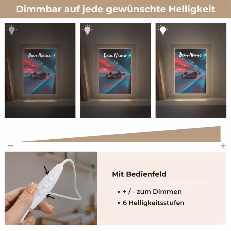 Formule 1 - Raceauto - Rood - Neonverlichting Light Box met kabel (Kinderlampje) klein -USP_dimbaarDE