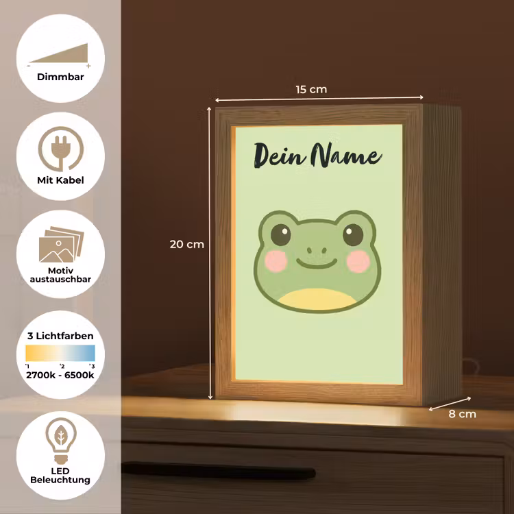 Kikker - Groen - Gezichtje Light Box met kabel (Kinderlampje) klein -USP_websiteoverzichtDE