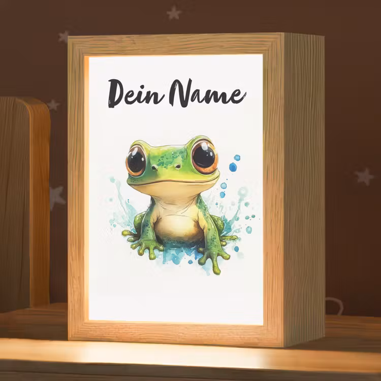 Kikker - Groen - Water - Dieren Light Box met kabel (Kinderlampje) klein -zzz_3d_website