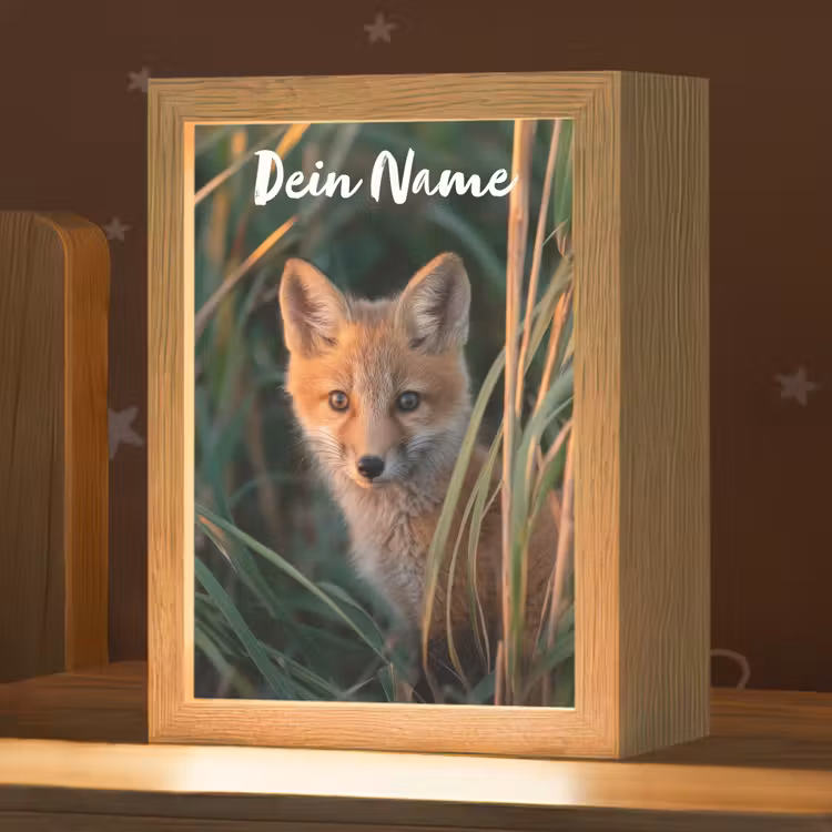 Vos - Oranje - Gras Light Box met kabel (Kinderlampje) klein -zzz_3d_website