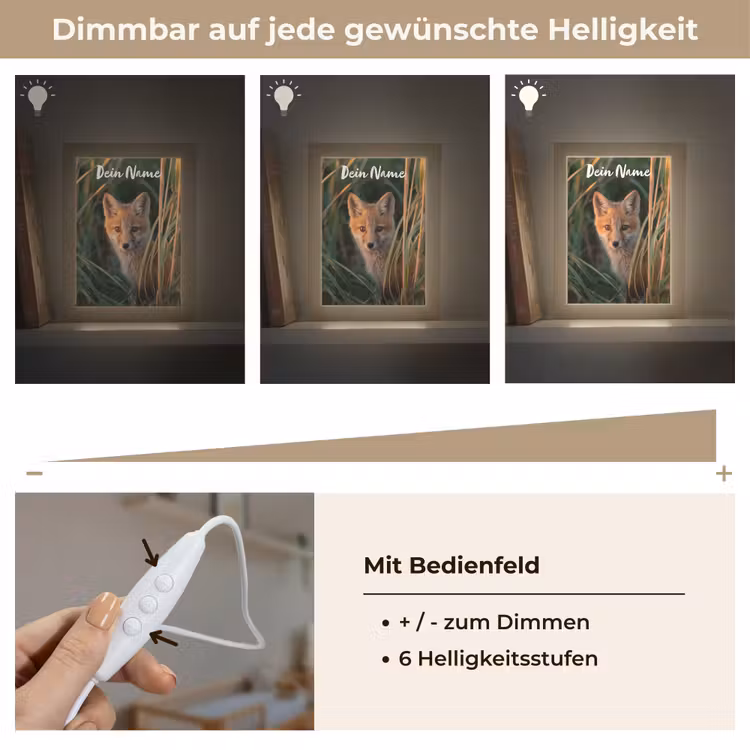 Vos - Oranje - Gras Light Box met kabel (Kinderlampje) klein -USP_dimbaarDE
