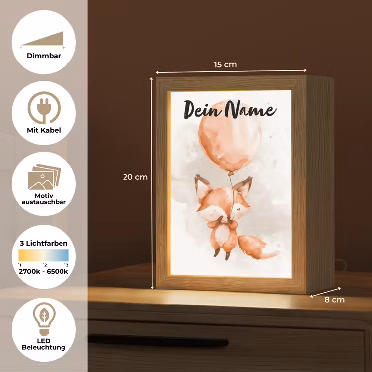 Vos - Pastel kleuren - Dier Light Box met kabel (Kinderlampje) klein -USP_websiteoverzichtDE