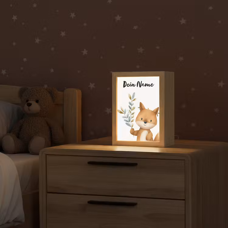 Vos - Dier - Bosdieren Light Box met kabel (Kinderlampje) klein -sfeer1_kind