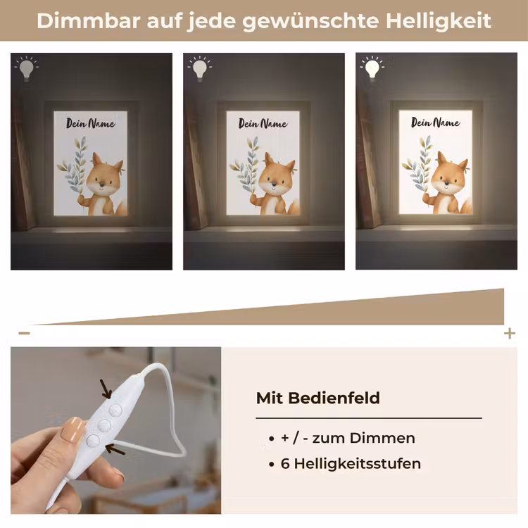 Vos - Dier - Bosdieren Light Box met kabel (Kinderlampje) klein -USP_dimbaarDE