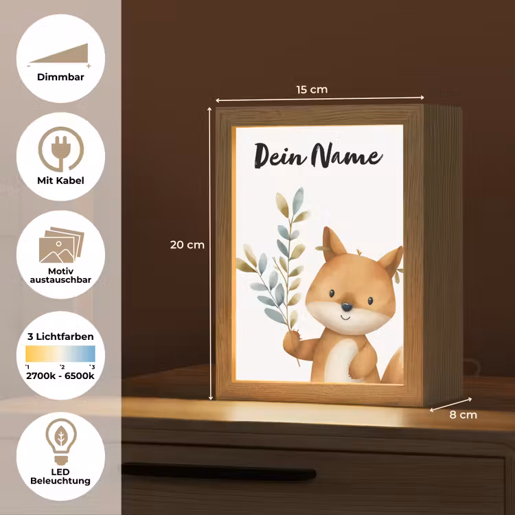 Vos - Dier - Bosdieren Light Box met kabel (Kinderlampje) klein -USP_websiteoverzichtDE