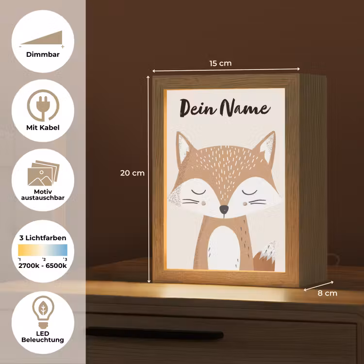 Vos - Dier - Bosdieren Light Box met kabel (Kinderlampje) klein -USP_websiteoverzichtDE