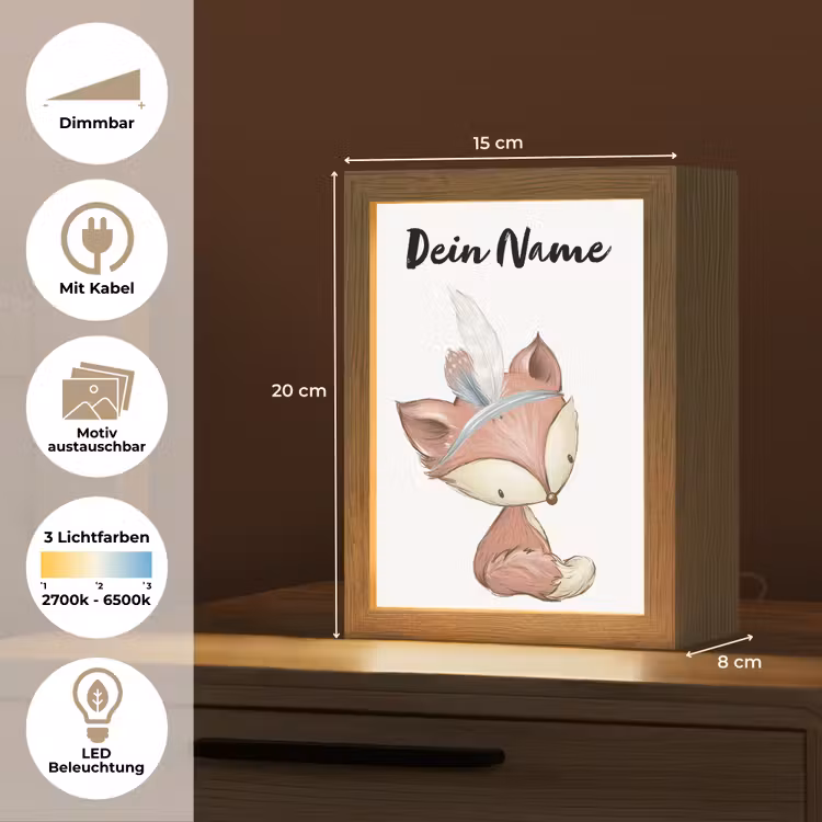 Vos - Dier - Bosdieren Light Box met kabel (Kinderlampje) klein -USP_websiteoverzichtDE