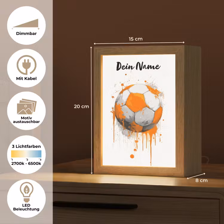 Voetbal - Abstract - Oranje - Verfspatten Light Box met kabel (Kinderlampje) klein -USP_websiteoverzichtDE