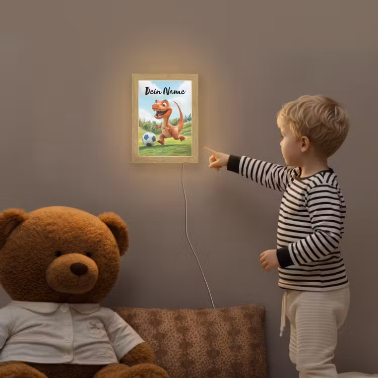Voetbal - Dino - Sport Light Box met kabel (Kinderlampje) klein -sfeer4a_kind