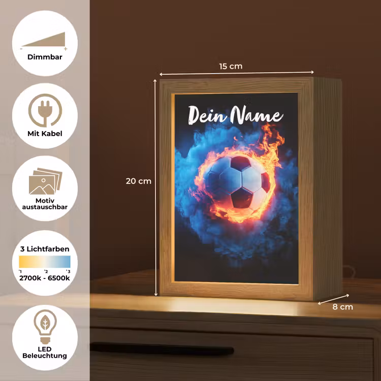 Voetbal - Vuur - IJs - Blauw Light Box met kabel (Kinderlampje) klein -USP_websiteoverzichtDE