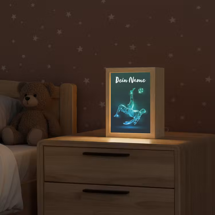 Voetbal - Voetballer - Jongen - Zwart Light Box met kabel (Kinderlampje) klein -sfeer1_kind