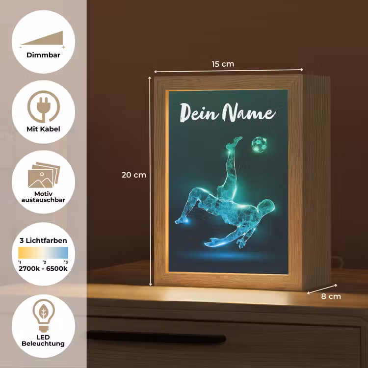 Voetbal - Voetballer - Jongen - Zwart Light Box met kabel (Kinderlampje) klein -USP_websiteoverzichtDE