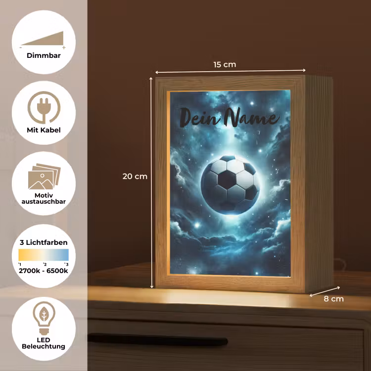 Voetbal - Galaxy - Ruimte - Sport - Blauw Light Box met kabel (Kinderlampje) klein -USP_websiteoverzichtDE