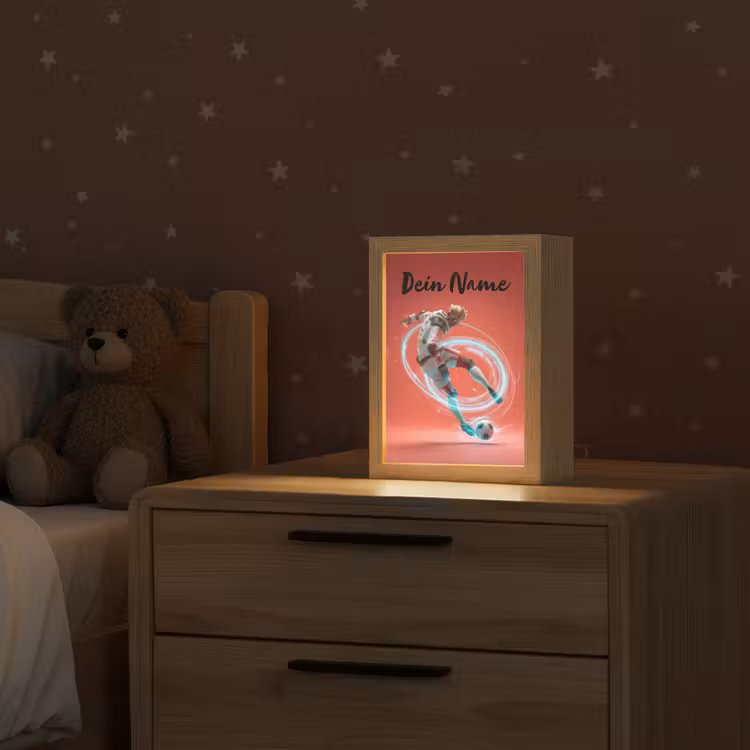 Voetbal - Jongen - Rood - Lichtcirkel Light Box met kabel (Kinderlampje) klein -sfeer1_kind