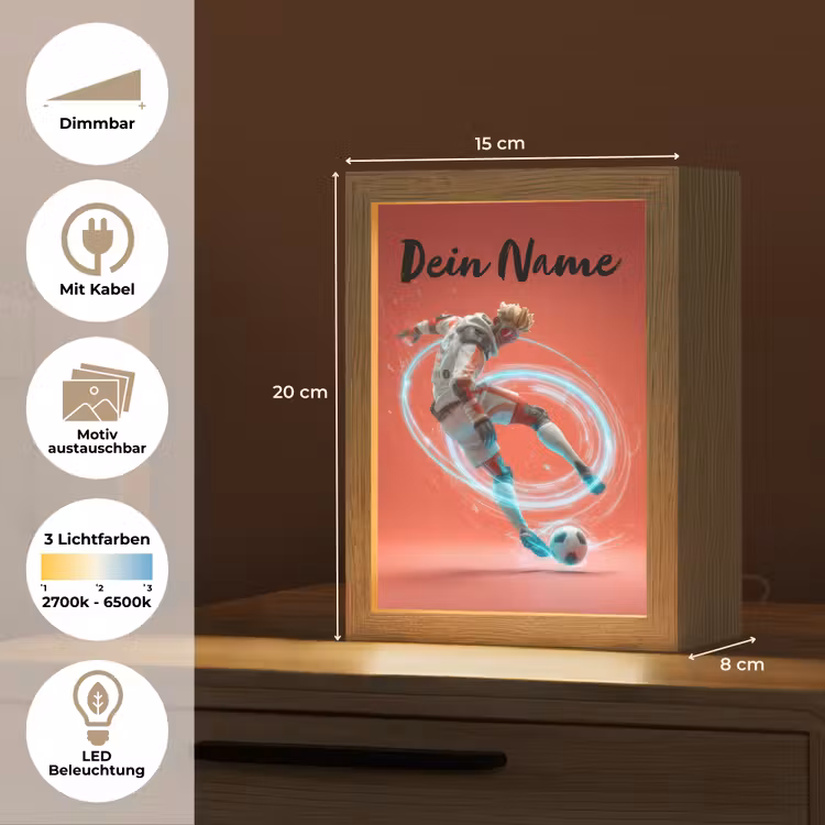 Voetbal - Jongen - Rood - Lichtcirkel Light Box met kabel (Kinderlampje) klein -USP_websiteoverzichtDE