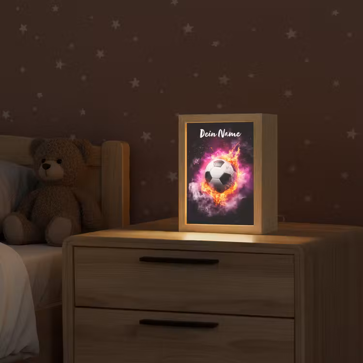 Voetbal - Roze - Vuur Light Box met kabel (Kinderlampje) klein -sfeer1_kind