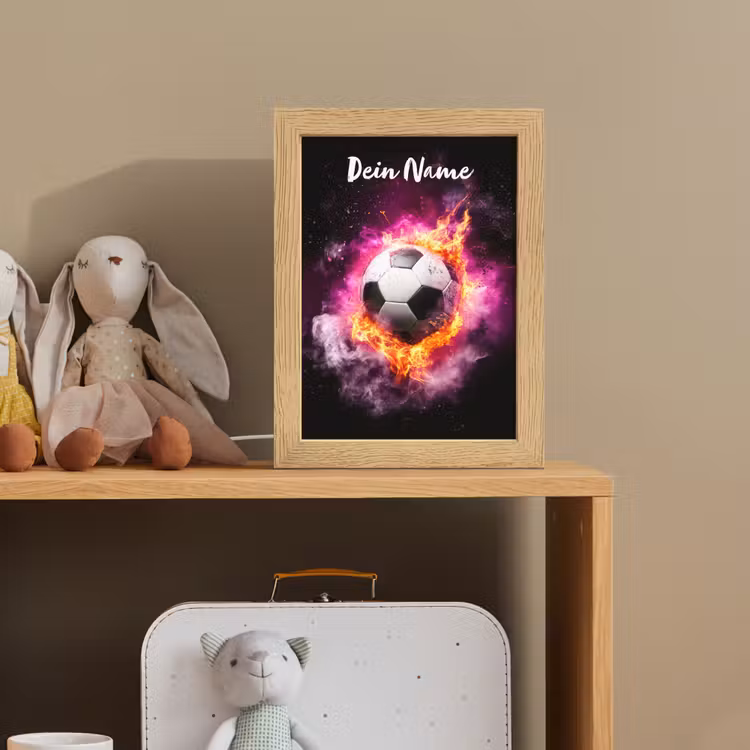 Voetbal - Roze - Vuur Light Box met kabel (Kinderlampje) klein -sfeer2_kind
