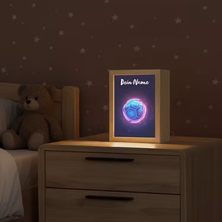 Voetbal - Sport - Blauw - Paars Light Box met kabel (Kinderlampje) klein -sfeer1_kind