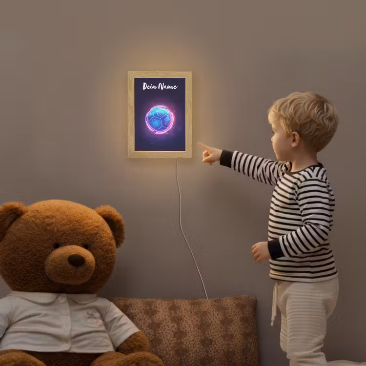Voetbal - Sport - Blauw - Paars Light Box met kabel (Kinderlampje) klein -sfeer4a_kind