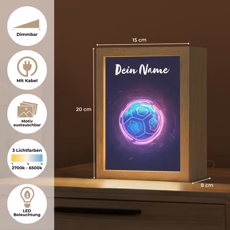 Voetbal - Sport - Blauw - Paars Light Box met kabel (Kinderlampje) klein -USP_websiteoverzichtDE