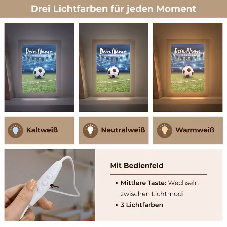 Voetbal - Stadion - Bal - Jongens Light Box met kabel (Kinderlampje) klein -USP_lichtkleurDE