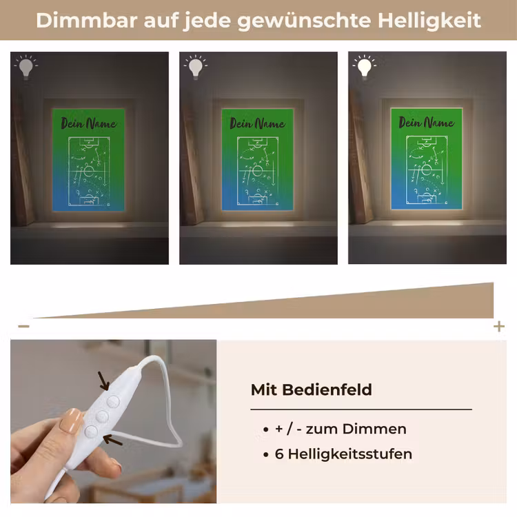 Voetbal - Tactiek - Spel - Groen - Blauw Light Box met kabel (Kinderlampje) klein -USP_dimbaarDE