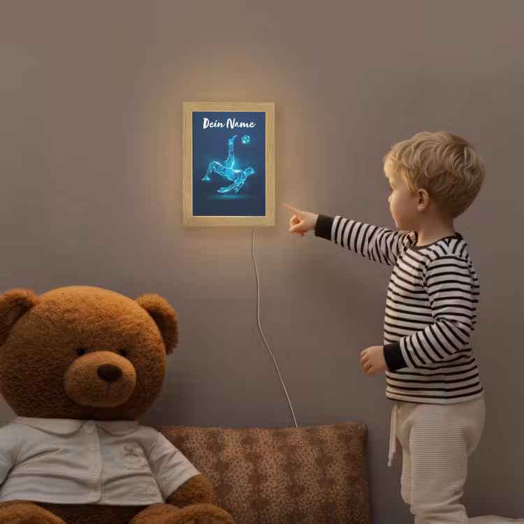 Voetballer - Blauw - Neon Light Box met kabel (Kinderlampje) klein -sfeer4a_kind