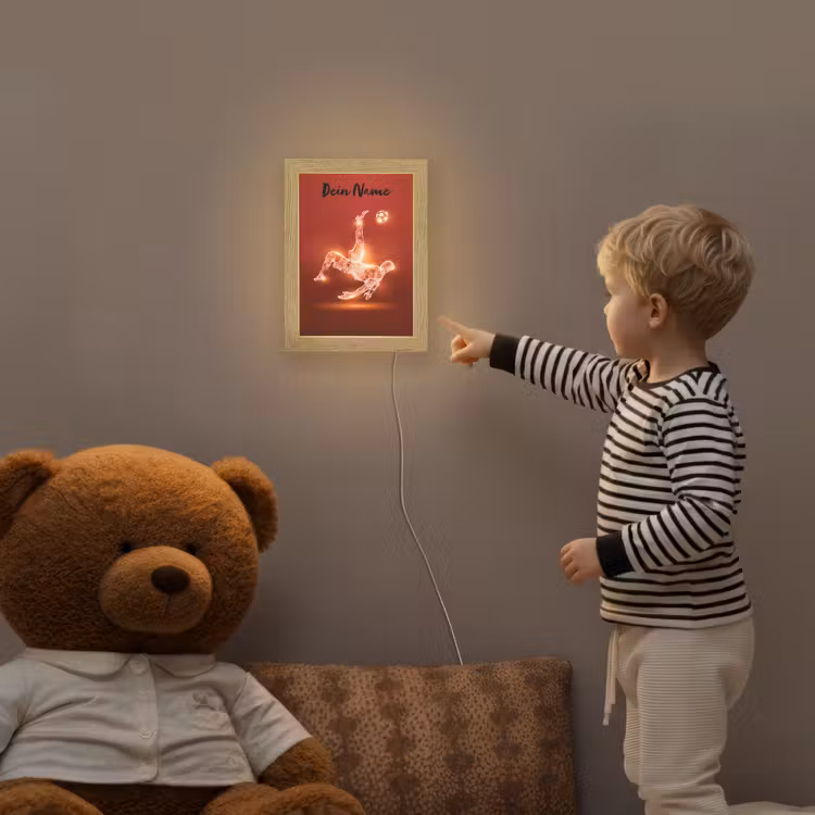 Voetballer - Omhaal - Rood - Neon Light Box met kabel (Kinderlampje) klein -sfeer4a_kind
