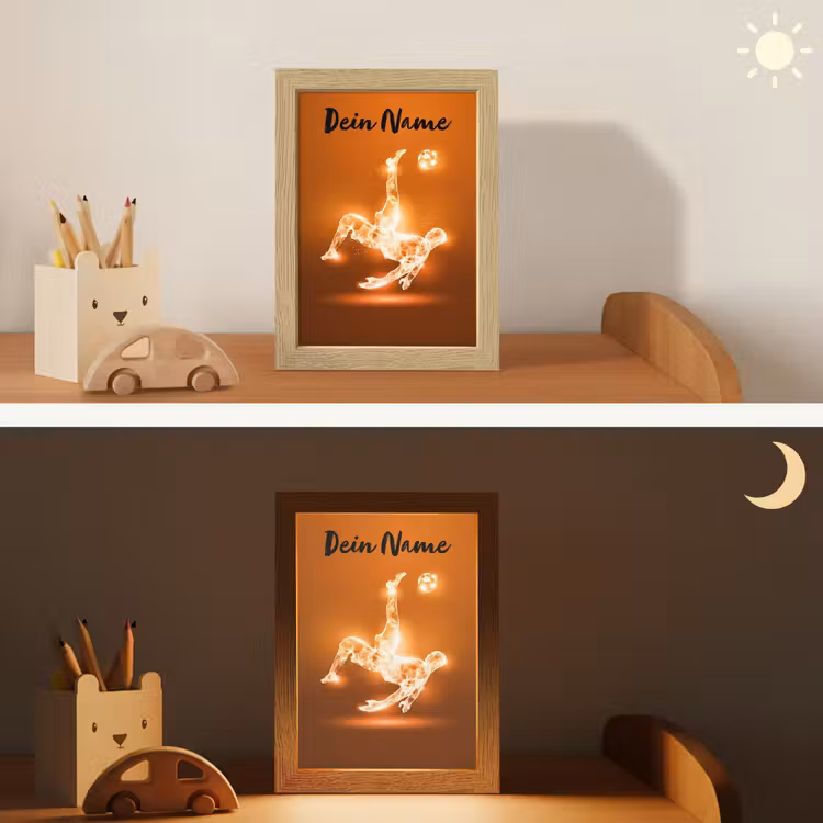 Voetballer - Oranje - Voetbal - Omhaal Light Box met kabel (Kinderlampje) klein -sfeer3_kind