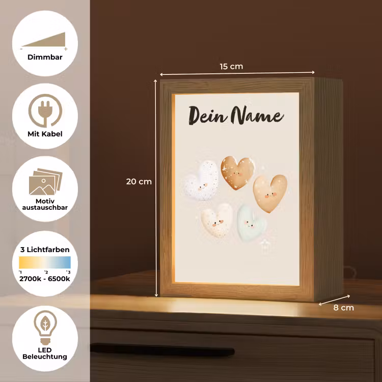 Gezichtjes - Hartjes - Pasteltinten - Sterretjes Light Box met kabel (Kinderlampje) klein -USP_websiteoverzichtDE