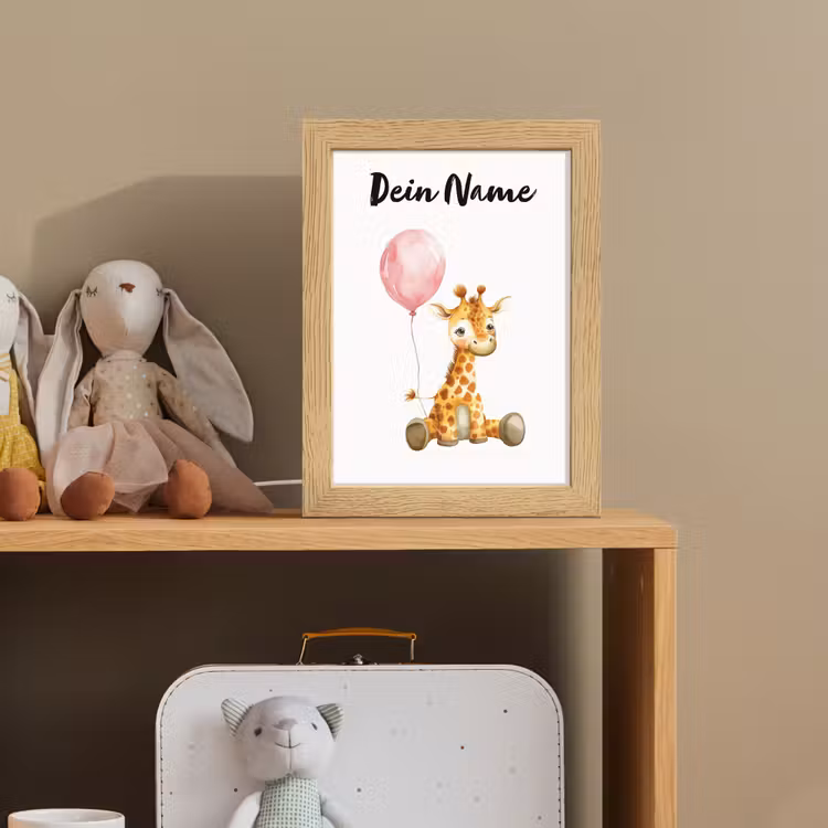 Giraf - Baby - Dieren - Roze ballon Light Box met kabel (Kinderlampje) klein -sfeer2_kind