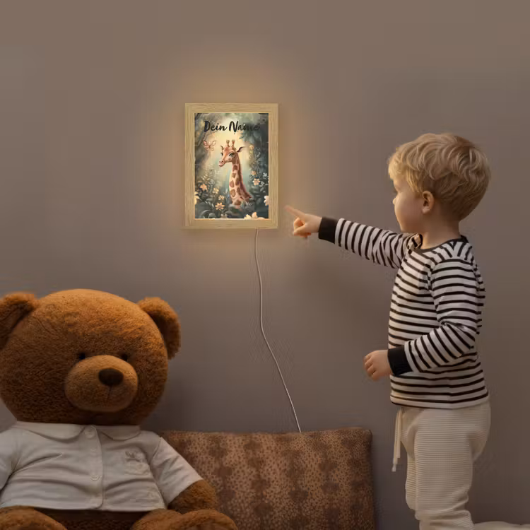 Giraffe - Jungle - Bloemen Light Box met kabel (Kinderlampje) klein -sfeer4a_kind