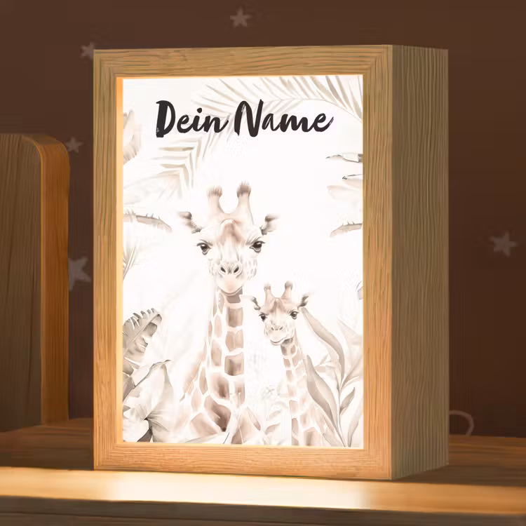 Giraffe - Jungle - Bruin - Kinderen Light Box met kabel (Kinderlampje) klein -zzz_3d_website