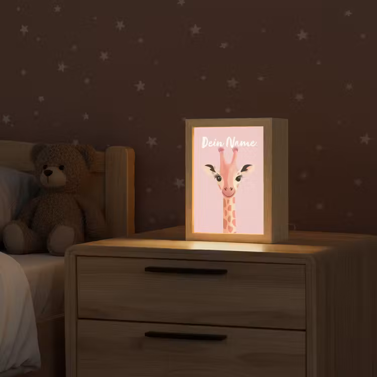 Giraffe - Illustratie - Roze Light Box met kabel (Kinderlampje) klein -sfeer1_kind