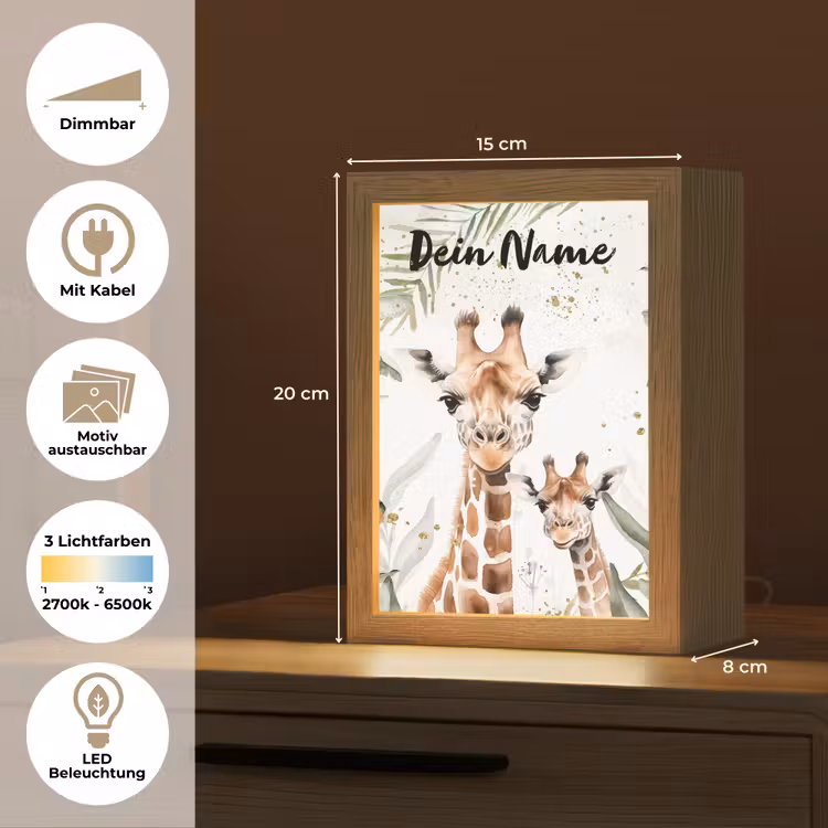 Giraffe - Natuur - Kinderen - Dieren Light Box met kabel (Kinderlampje) klein -USP_websiteoverzichtDE