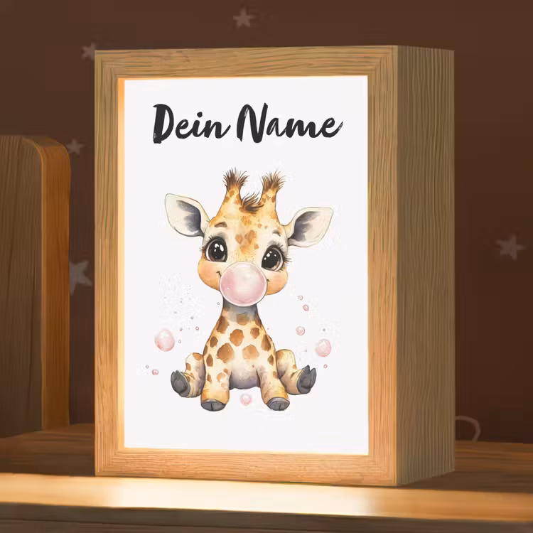 Giraffe - Roze - Kauwgom Light Box met kabel (Kinderlampje) klein -zzz_3d_website