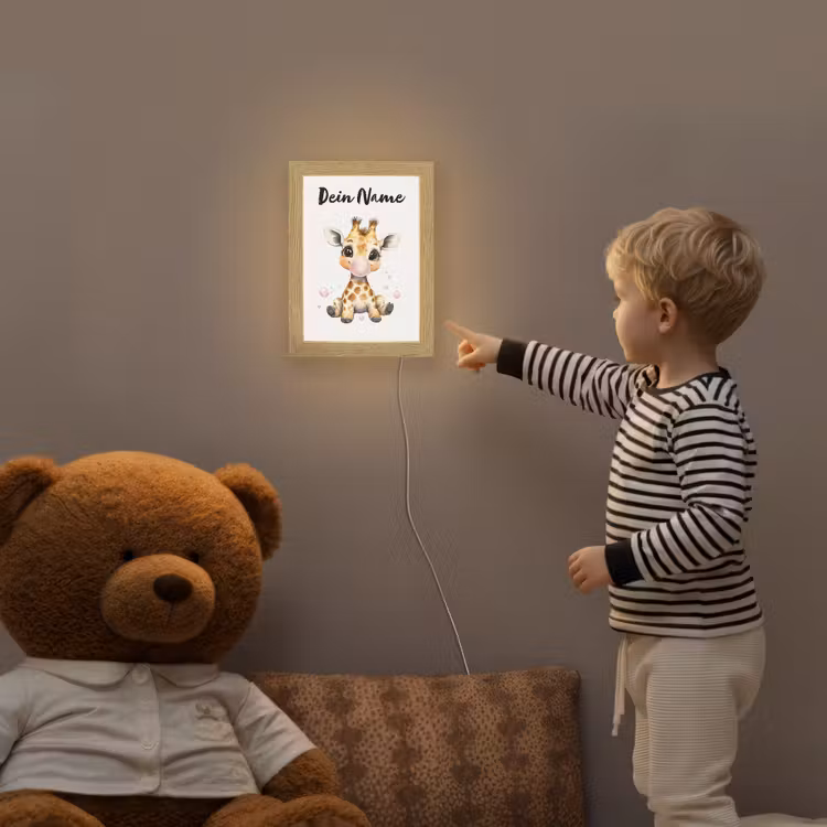 Giraffe - Roze - Kauwgom Light Box met kabel (Kinderlampje) klein -sfeer4a_kind