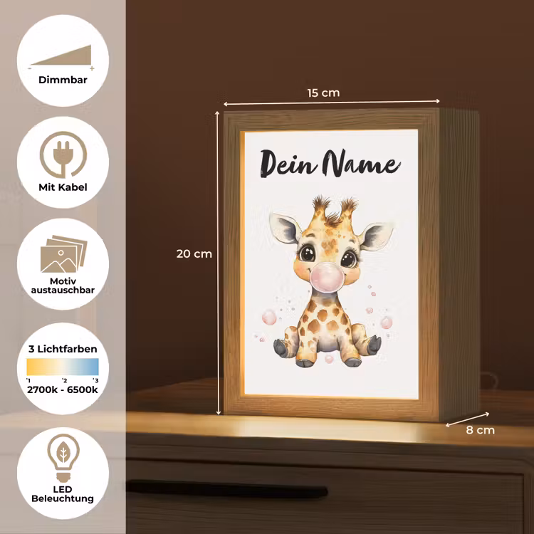 Giraffe - Roze - Kauwgom Light Box met kabel (Kinderlampje) klein -USP_websiteoverzichtDE