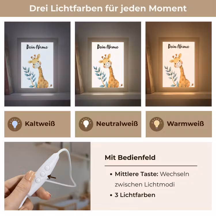 Giraf - Dier - Wilde dieren Light Box met kabel (Kinderlampje) klein -USP_lichtkleurDE
