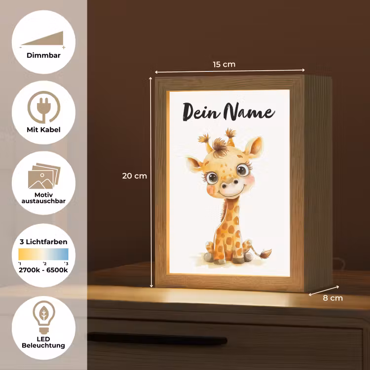 Giraf - Baby dier - Wilde dieren Light Box met kabel (Kinderlampje) klein -USP_websiteoverzichtDE