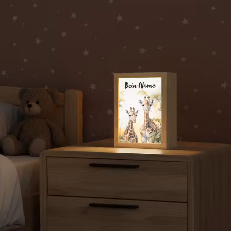Giraffe - Wilde dieren - Natuur - Kinderen Light Box met kabel (Kinderlampje) klein -sfeer1_kind