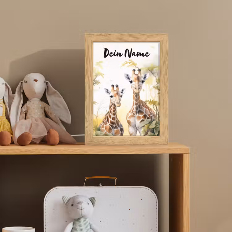 Giraffe - Wilde dieren - Natuur - Kinderen Light Box met kabel (Kinderlampje) klein -sfeer2_kind