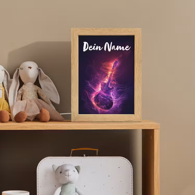 Gitaar - Muziek - Rook - Paars Light Box met kabel (Kinderlampje) klein -sfeer2_kind