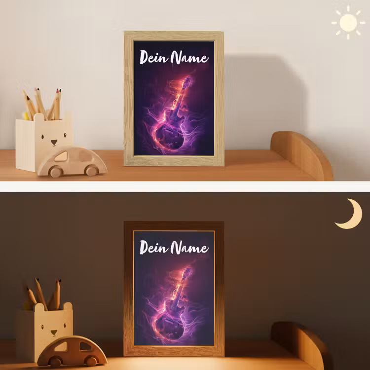 Gitaar - Muziek - Rook - Paars Light Box met kabel (Kinderlampje) klein -sfeer3_kind