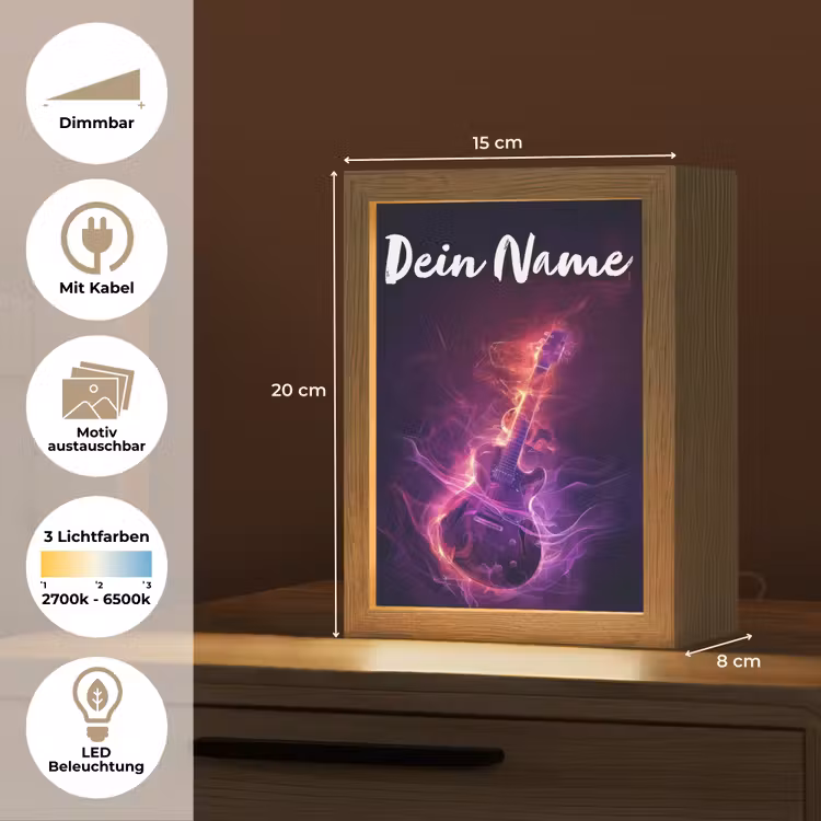 Gitaar - Muziek - Rook - Paars Light Box met kabel (Kinderlampje) klein -USP_websiteoverzichtDE