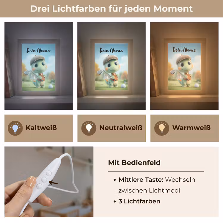 Golf - Dino - Groen Light Box met kabel (Kinderlampje) klein -USP_lichtkleurDE