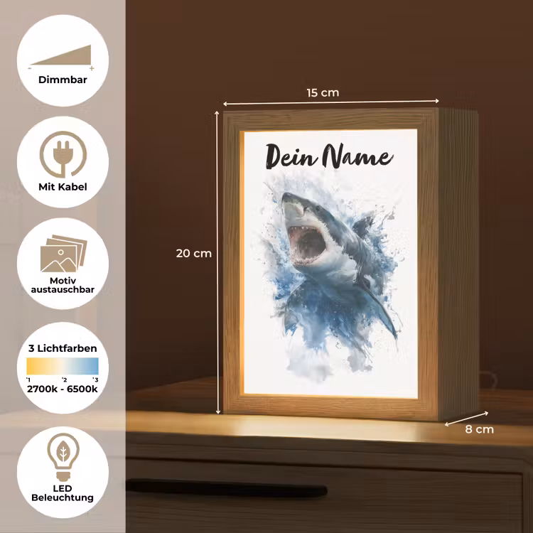 Haai - Blauw - Water Light Box met kabel (Kinderlampje) klein -USP_websiteoverzichtDE
